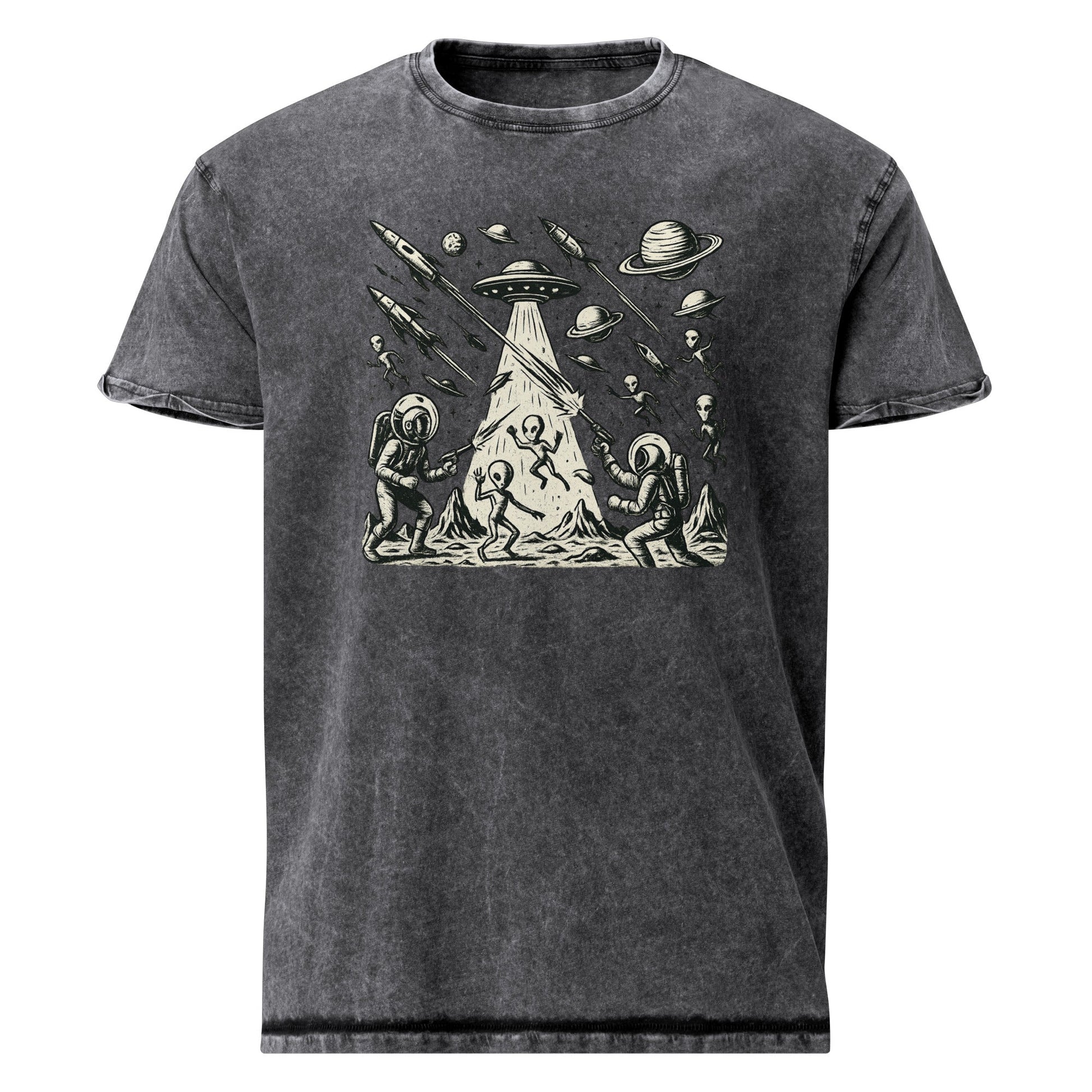 Alien Battle Graphic Tee | Space War Vintage Shirt | Retro Sci - Fi Astronaut T-Shirt - IconVexa