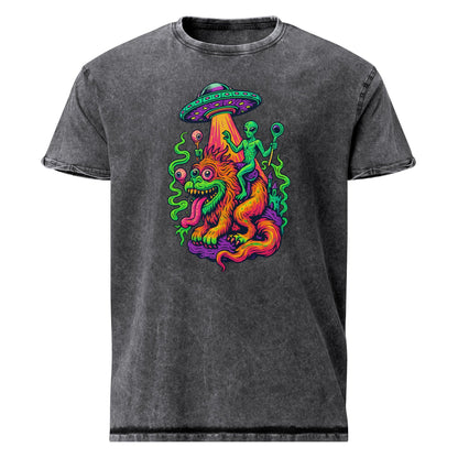 Alien Riding Monster Tee | Psychedelic UFO Shirt | Funny Space Creature Graphic Tee - IconVexa