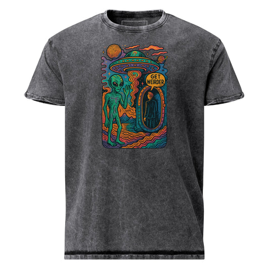 Get Weirder Alien Tee | Trippy UFO Shirt for Him | Retro SciFi Graphic T-Shirt - IconVexa