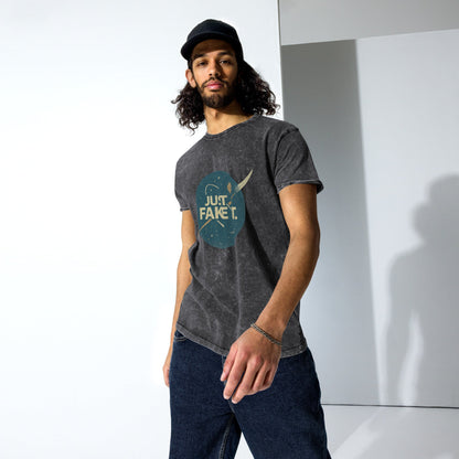 Just Fake It Space Shirt | Funny Graphic Tee | Retro Streetwear for Him or Her - IconVexa