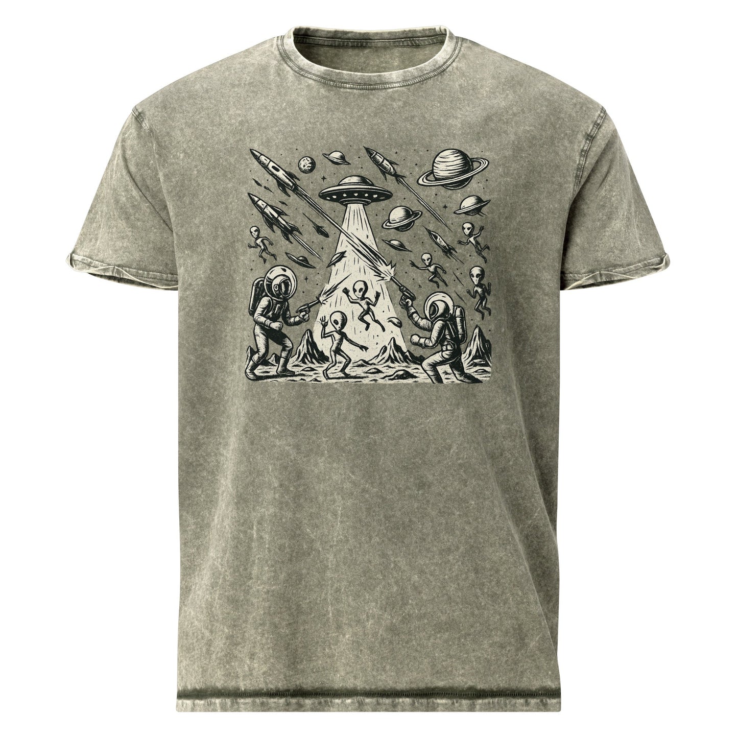Alien Battle Graphic Tee | Space War Vintage Shirt | Retro Sci - Fi Astronaut T-Shirt - IconVexa