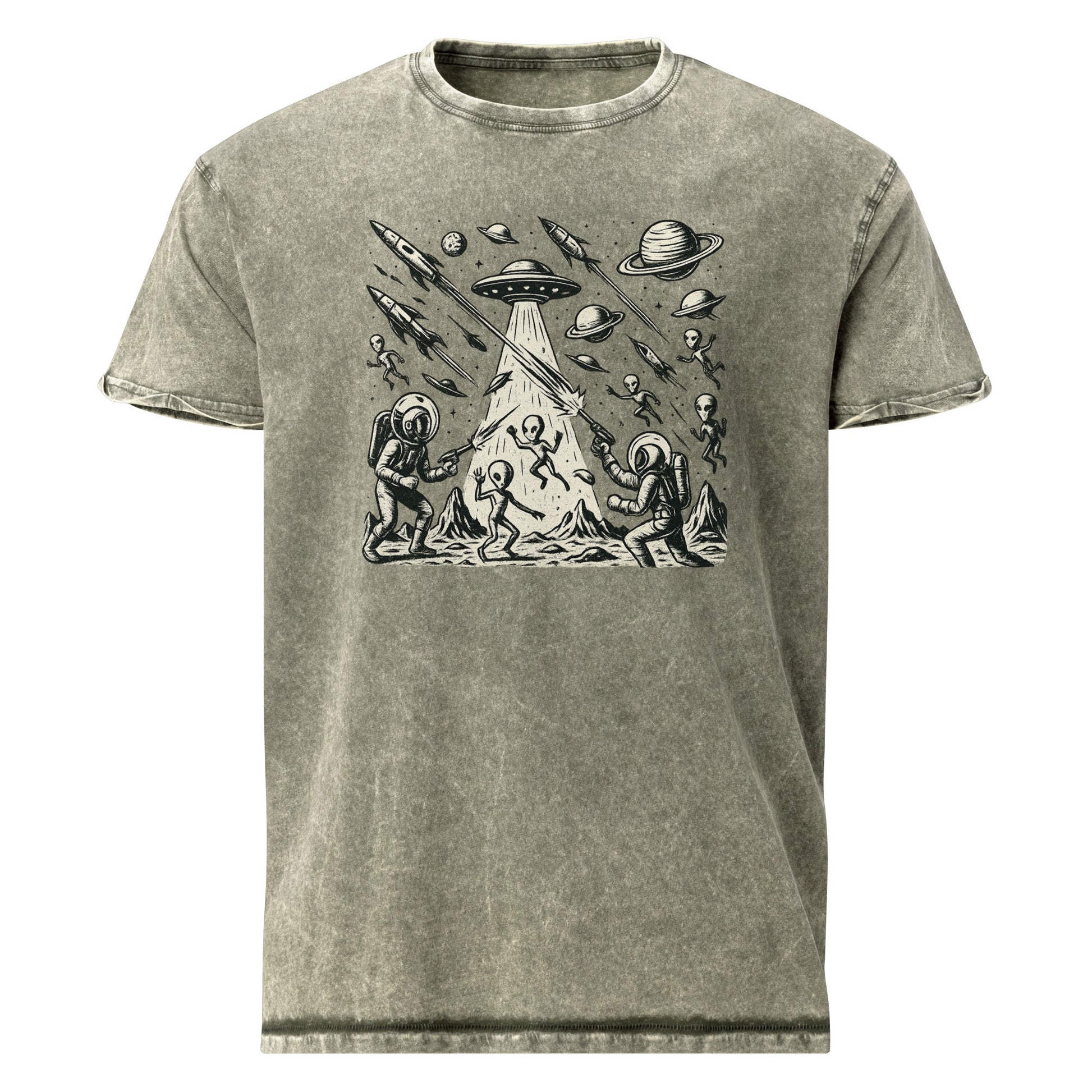 Alien Battle Graphic Tee | Space War Vintage Shirt | Retro Sci - Fi Astronaut T-Shirt - IconVexa