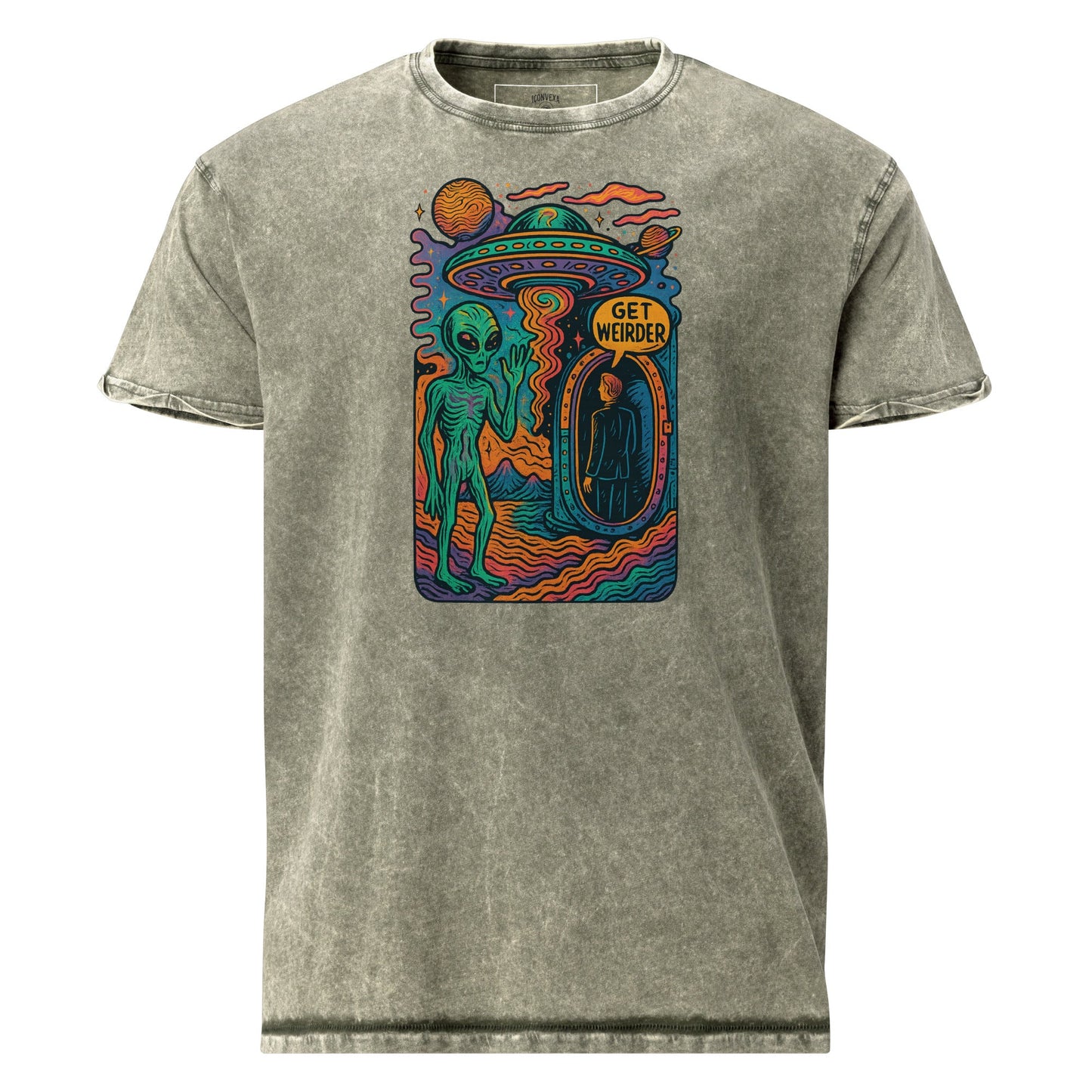 Get Weirder Alien Tee | Trippy UFO Shirt for Him | Retro SciFi Graphic T-Shirt - IconVexa