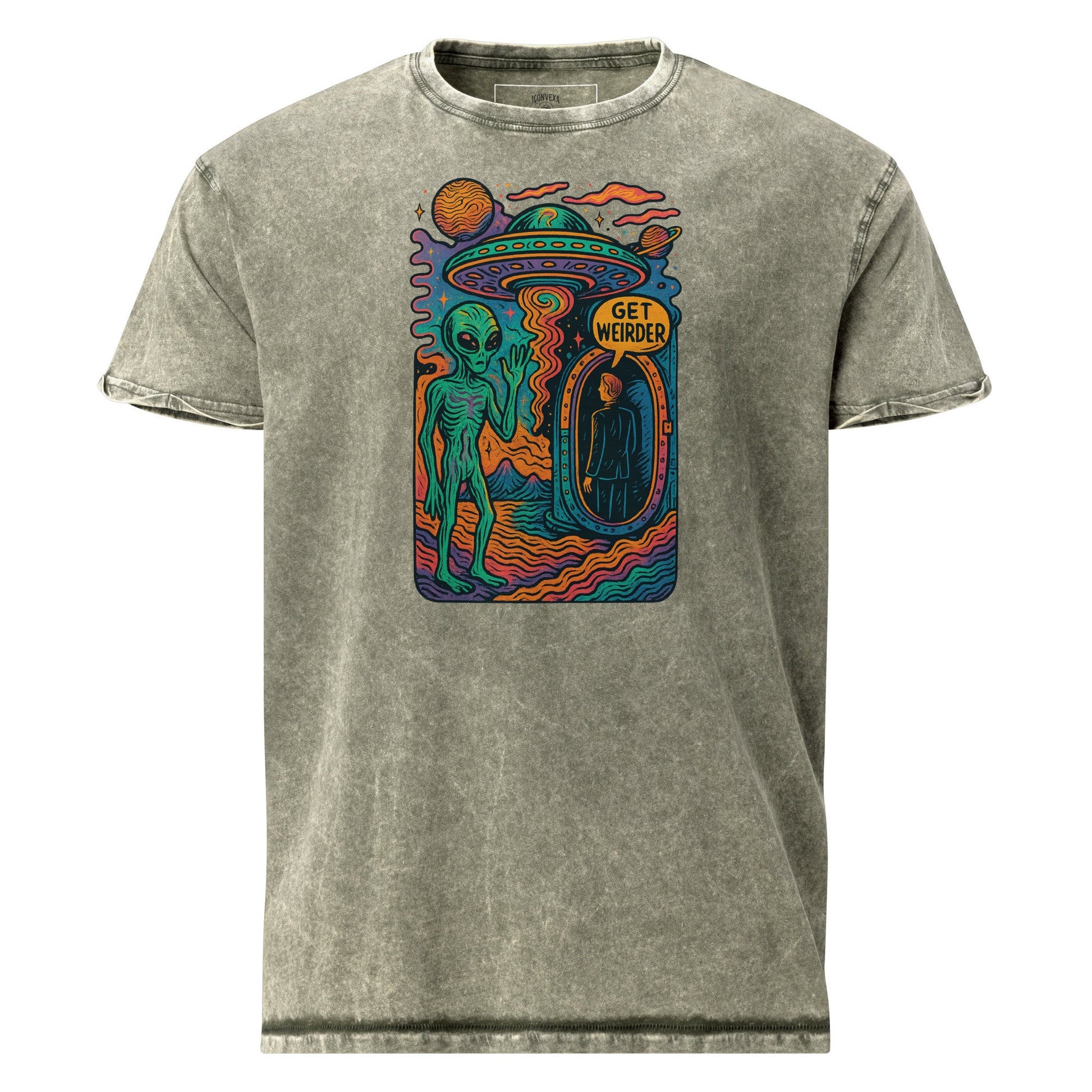 Get Weirder Alien Tee | Trippy UFO Shirt for Him | Retro SciFi Graphic T-Shirt - IconVexa