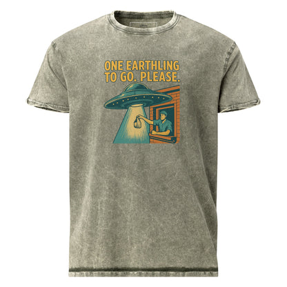 One Earthling To Go Tee | Funny UFO Shirt for Him | Retro Alien Takeout Graphic T-Shirt - IconVexa