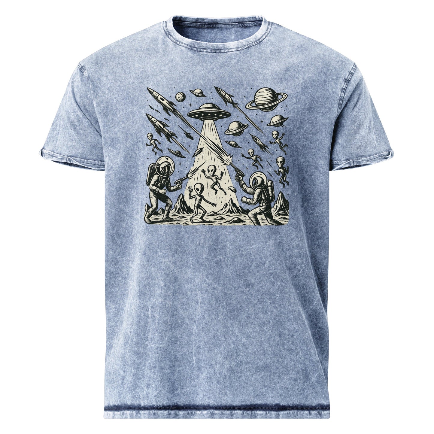 Alien Battle Graphic Tee | Space War Vintage Shirt | Retro Sci - Fi Astronaut T-Shirt - IconVexa