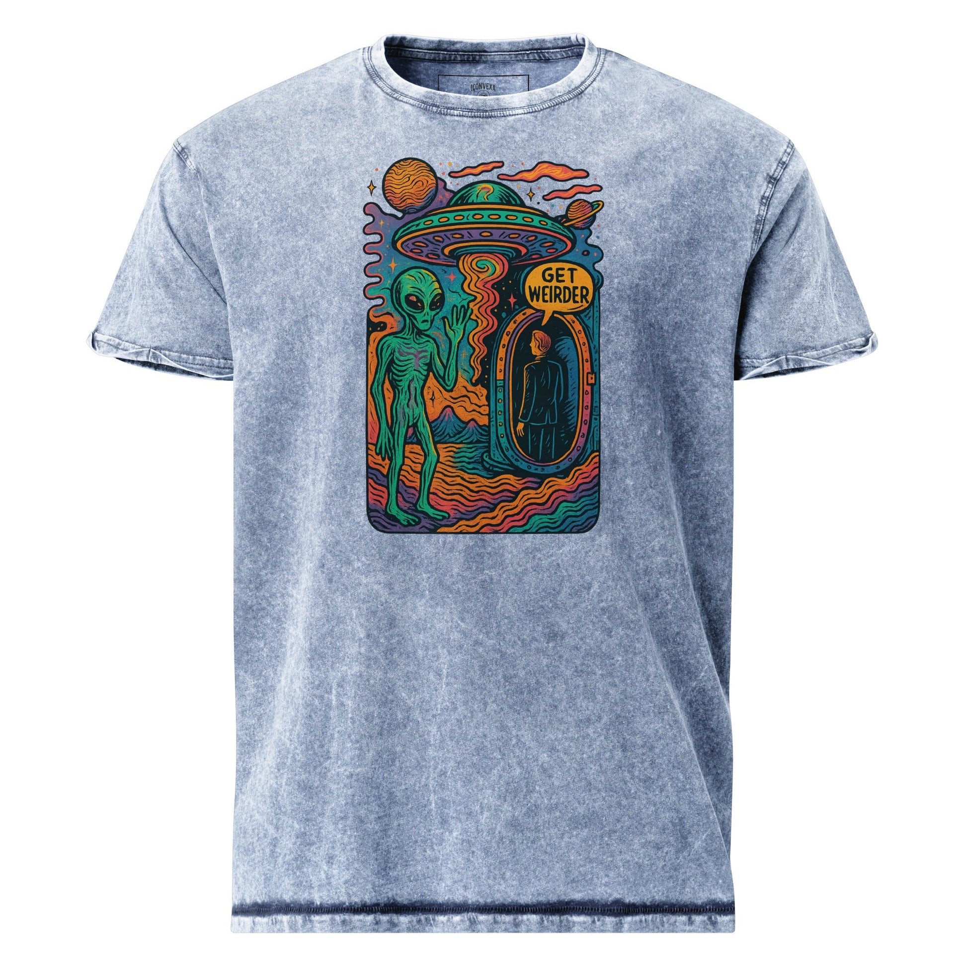 Get Weirder Alien Tee | Trippy UFO Shirt for Him | Retro SciFi Graphic T-Shirt - IconVexa