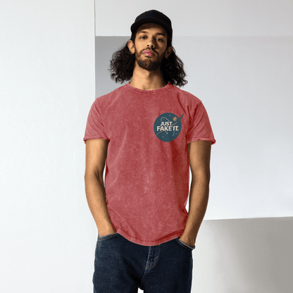 Just Fake It Space Tee | Funny Graphic Shirt | Cosmic Parody Streetwear Top - IconVexa