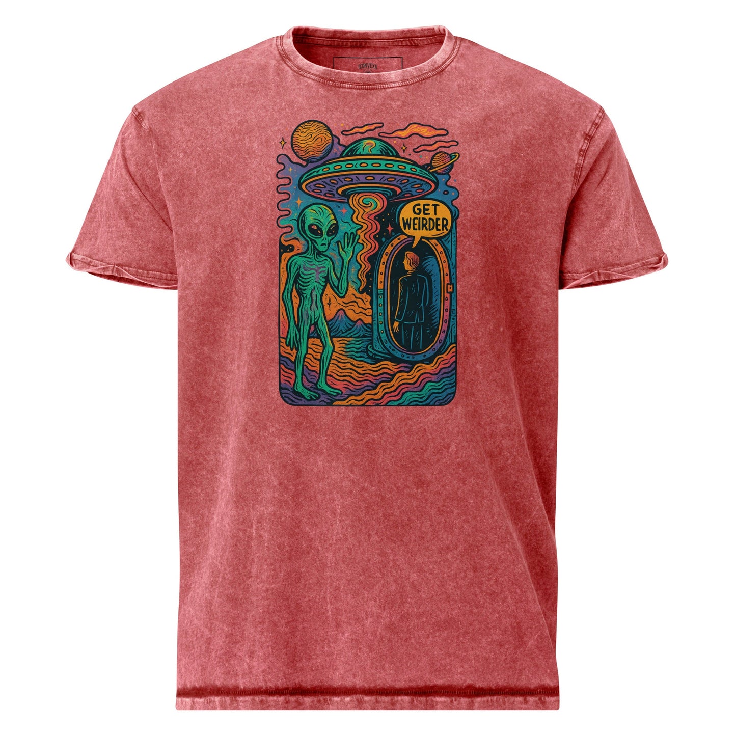 Get Weirder Alien Tee | Trippy UFO Shirt for Him | Retro SciFi Graphic T-Shirt - IconVexa