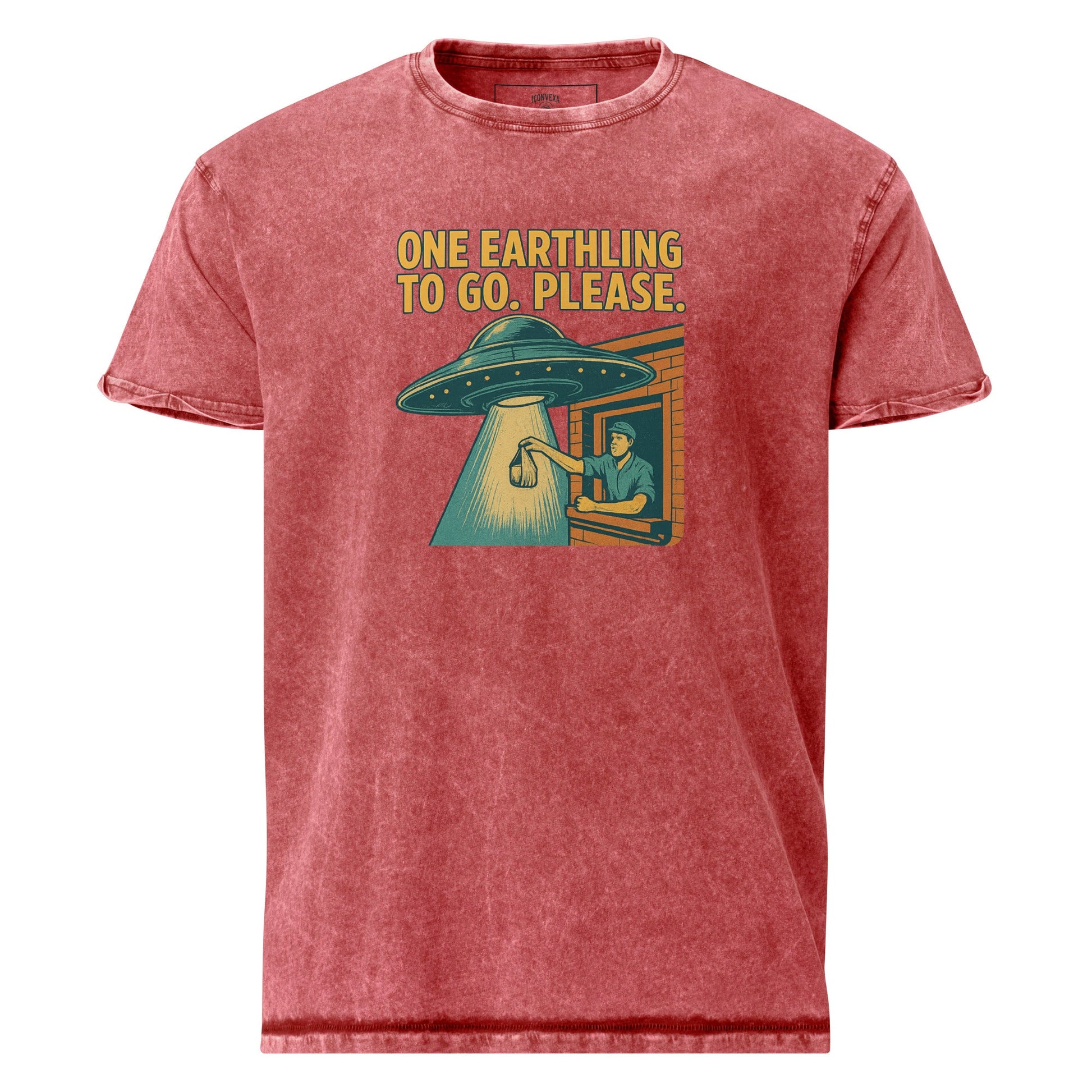 One Earthling To Go Tee | Funny UFO Shirt for Him | Retro Alien Takeout Graphic T-Shirt - IconVexa