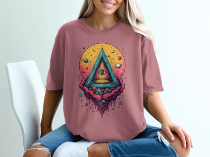 Universe In Hands Artistic Design Graphic Print T-Shirt - IconVexa
