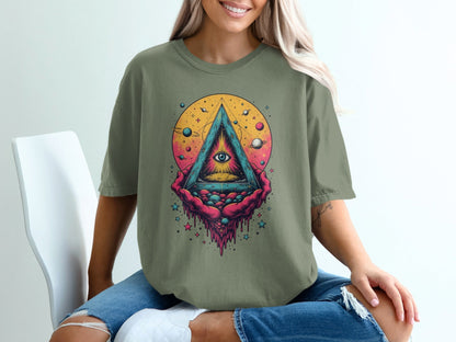 Universe In Hands Artistic Design Graphic Print T-Shirt - IconVexa