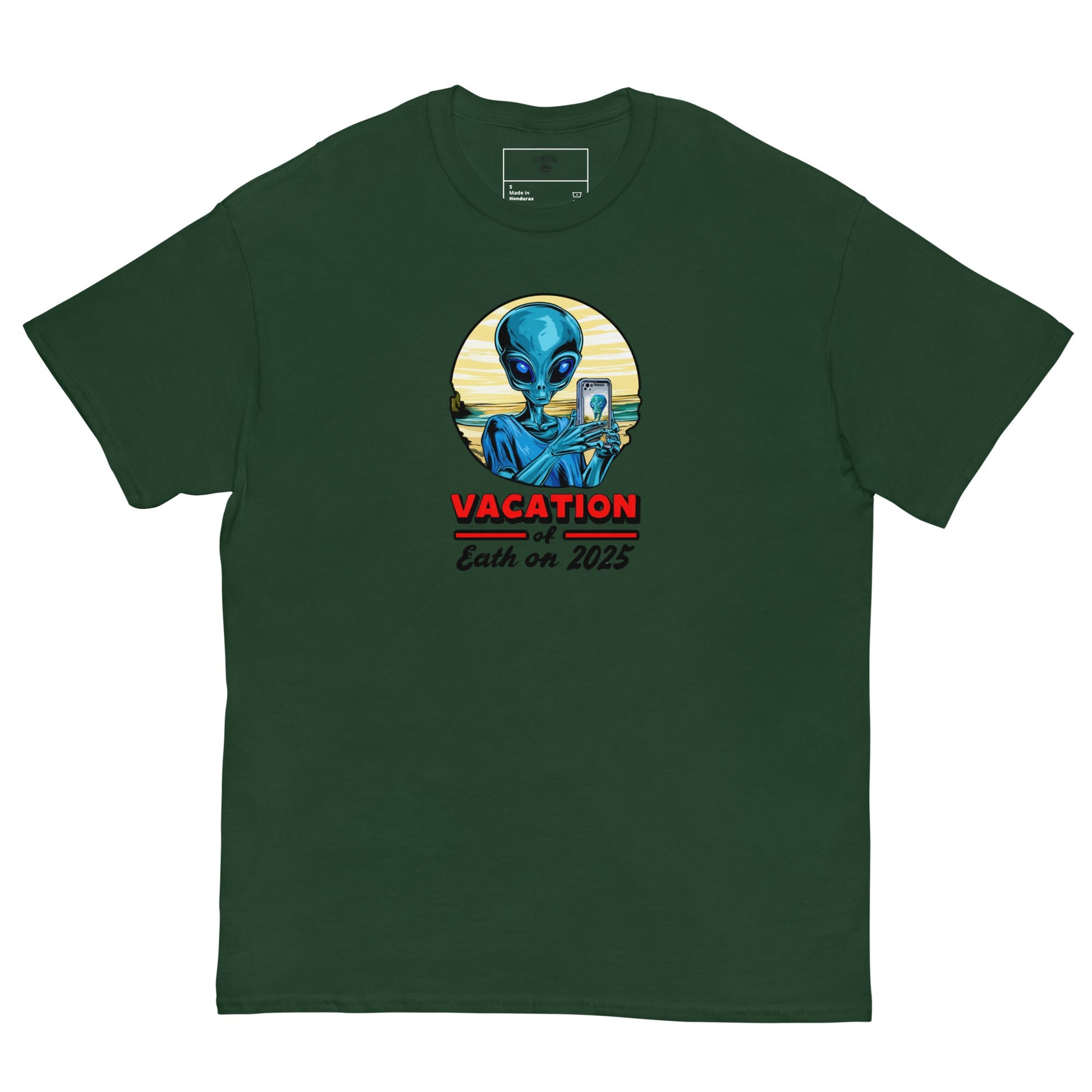 Vacation Selfie Alien Tee | Funny Space Shirt | Sci - Fi Retro Unisex T-Shirt - IconVexa