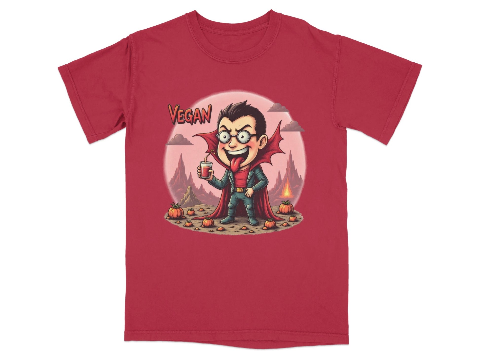 Vegan Vampire Boy Sipping Juice Graphic Novelty T-Shirt - IconVexa