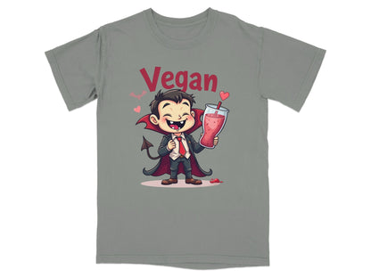 Vegan Vampire Drinking Smoothie Illustration Design T-Shirt - IconVexa