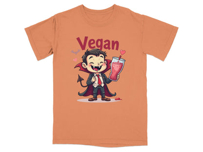 Vegan Vampire Drinking Smoothie Illustration Design T-Shirt - IconVexa