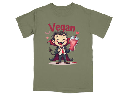 Vegan Vampire Drinking Smoothie Illustration Design T-Shirt - IconVexa