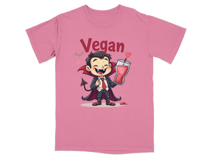Vegan Vampire Drinking Smoothie Illustration Design T-Shirt - IconVexa
