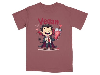 Vegan Vampire Drinking Smoothie Illustration Design T-Shirt - IconVexa