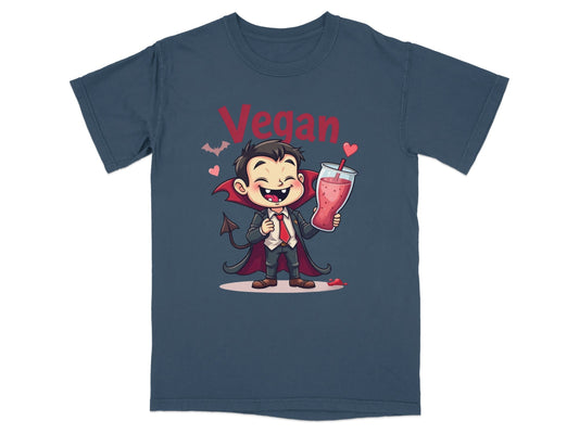 Vegan Vampire Drinking Smoothie Illustration Design T-Shirt - IconVexa