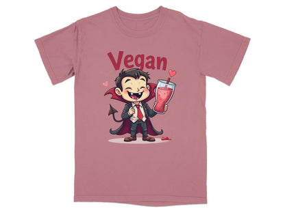 Vegan Vampire Drinking Smoothie Illustration Design T-Shirt - IconVexa