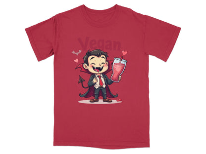 Vegan Vampire Drinking Smoothie Illustration Design T-Shirt - IconVexa