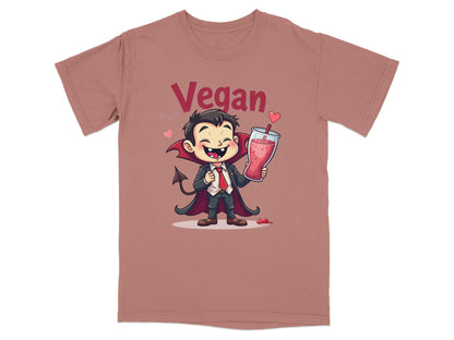 Vegan Vampire Drinking Smoothie Illustration Design T-Shirt - IconVexa
