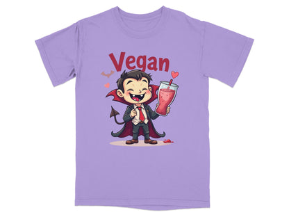 Vegan Vampire Drinking Smoothie Illustration Design T-Shirt - IconVexa