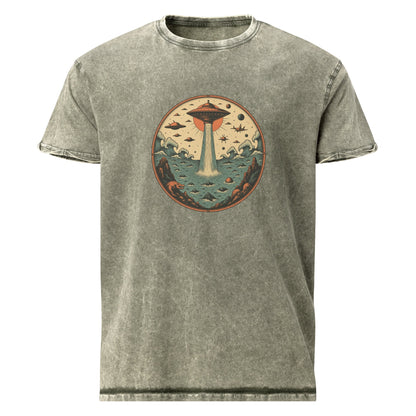 Vintage UFO Ocean Invasion Shirt | Retro Space Theme Graphic Tee | Artistic Sci - Fi Design - IconVexa