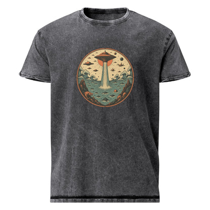 Vintage UFO Ocean Invasion Shirt | Retro Space Theme Graphic Tee | Artistic Sci - Fi Design - IconVexa