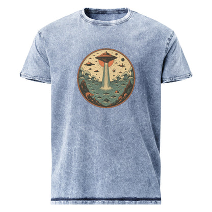 Vintage UFO Ocean Invasion Shirt | Retro Space Theme Graphic Tee | Artistic Sci - Fi Design - IconVexa