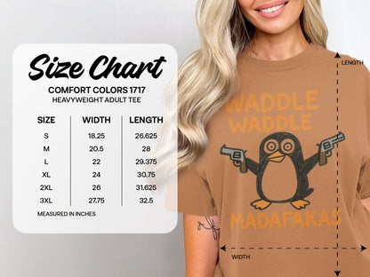 Waddle Waddle Penguin T-Shirt, Funny Penguin Shirt, Penguin with Guns Tee, Penguin Lover Gift, Cool Graphic T-Shirt, Unique Penguin Design - IconVexa