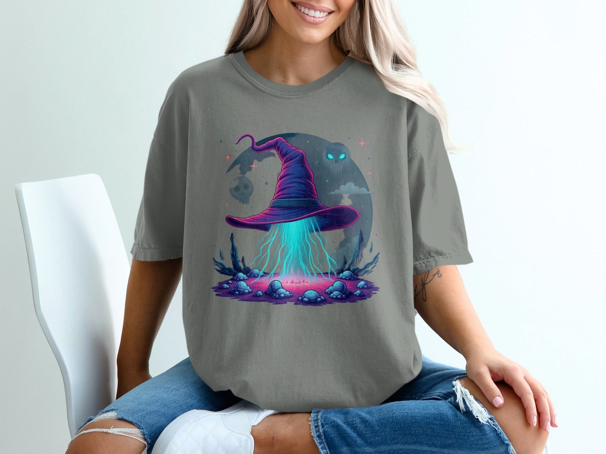 Witch Hat Magic Spell Design Awesome Graphic Style T-Shirt - IconVexa