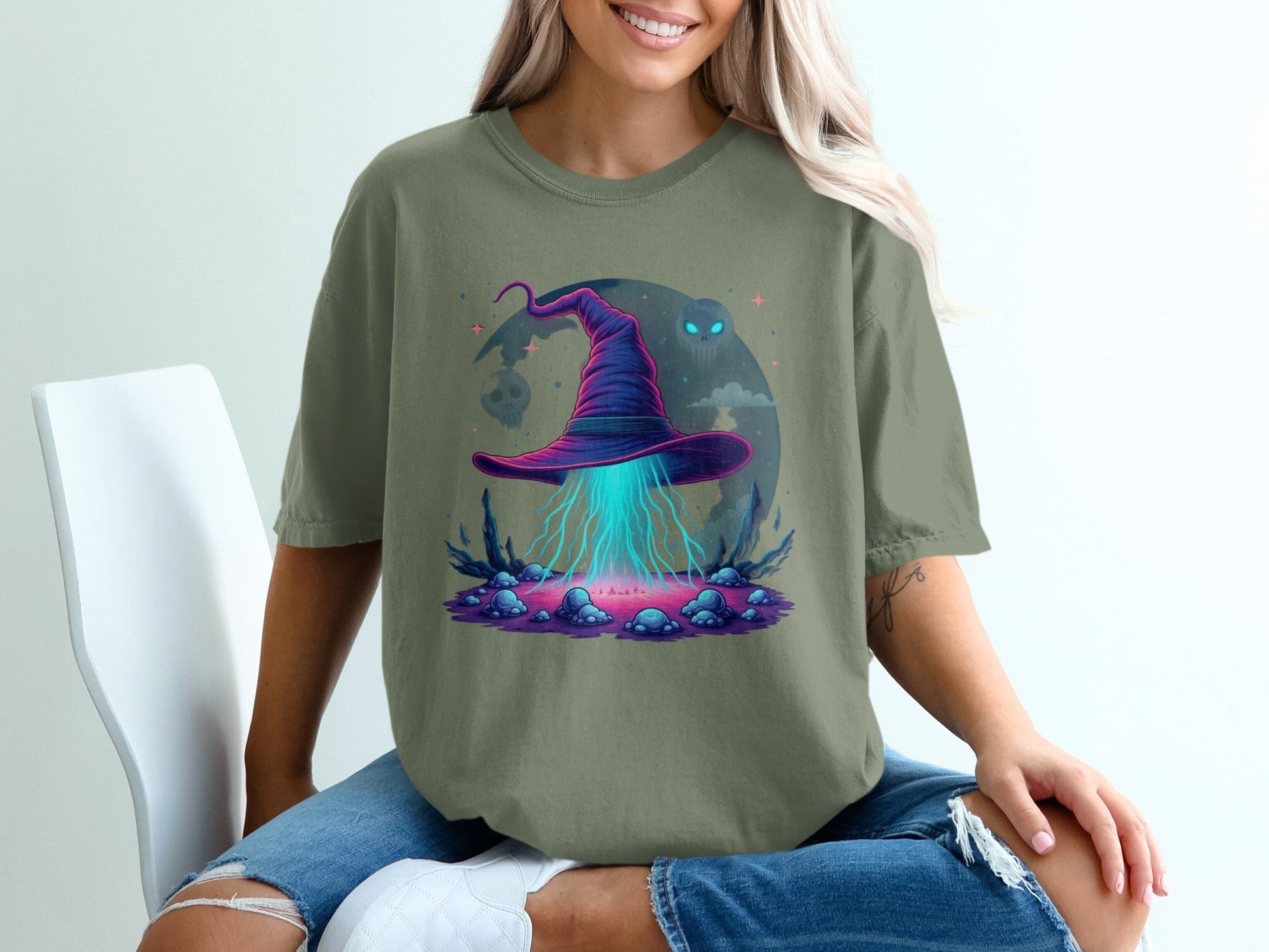 Witch Hat Magic Spell Design Awesome Graphic Style T-Shirt - IconVexa