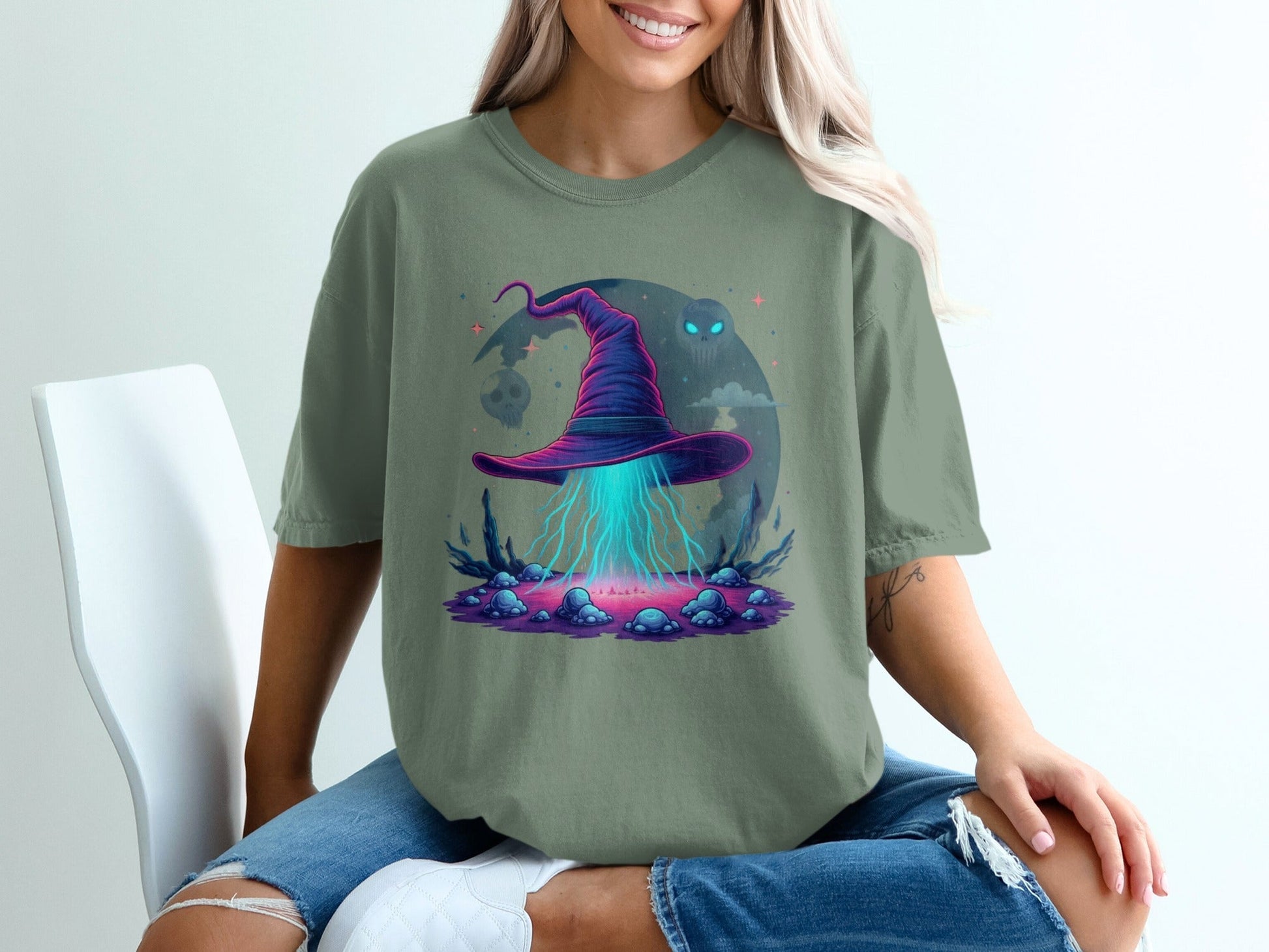 Witch Hat Magic Spell Design Awesome Graphic Style T-Shirt - IconVexa