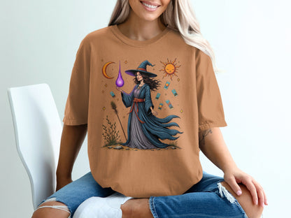 Witch Tarot Cards Sun Moon and Stars Graphic Art T-Shirt - IconVexa
