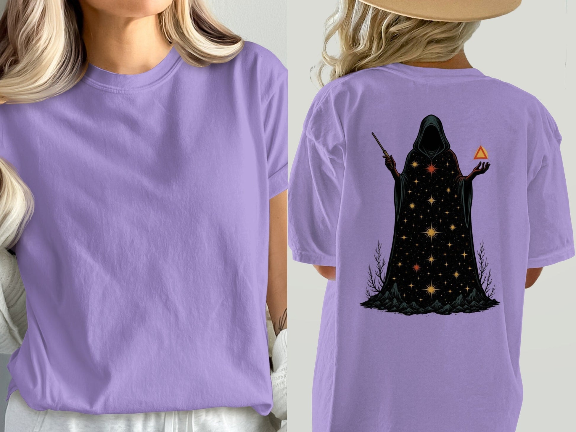 Wizard T-Shirt, Magic T-Shirt, Occult T-Shirt, Gift for Wizard, Mystic T-Shirt, Starry Wizard T-Shirt, Spellcaster T-Shirt, Trendy T-Shirt - IconVexa
