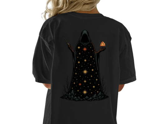 Wizard T-Shirt, Magic T-Shirt, Occult T-Shirt, Gift for Wizard, Mystic T-Shirt, Starry Wizard T-Shirt, Spellcaster T-Shirt, Trendy T-Shirt - IconVexa