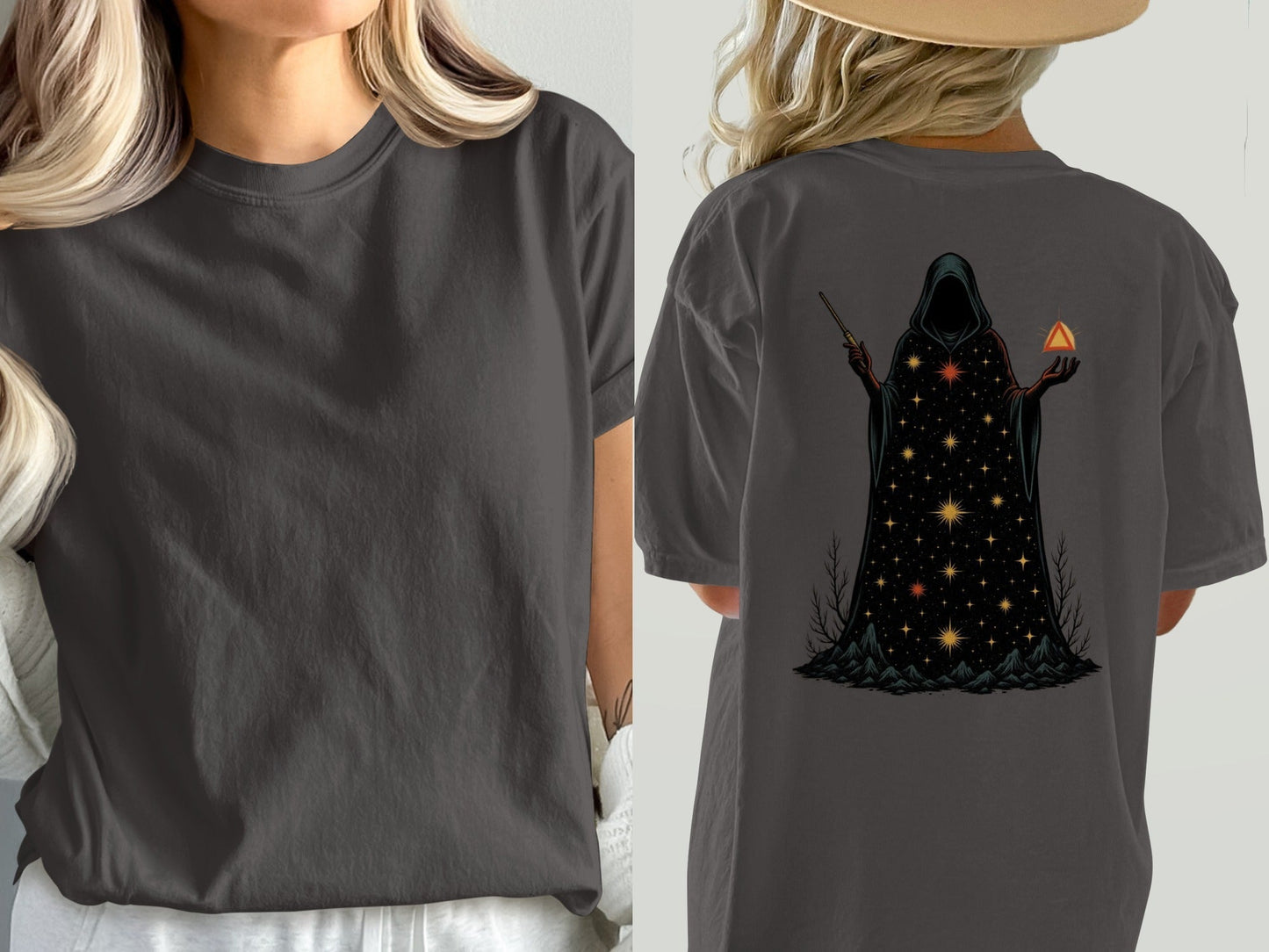 Wizard T-Shirt, Magic T-Shirt, Occult T-Shirt, Gift for Wizard, Mystic T-Shirt, Starry Wizard T-Shirt, Spellcaster T-Shirt, Trendy T-Shirt - IconVexa