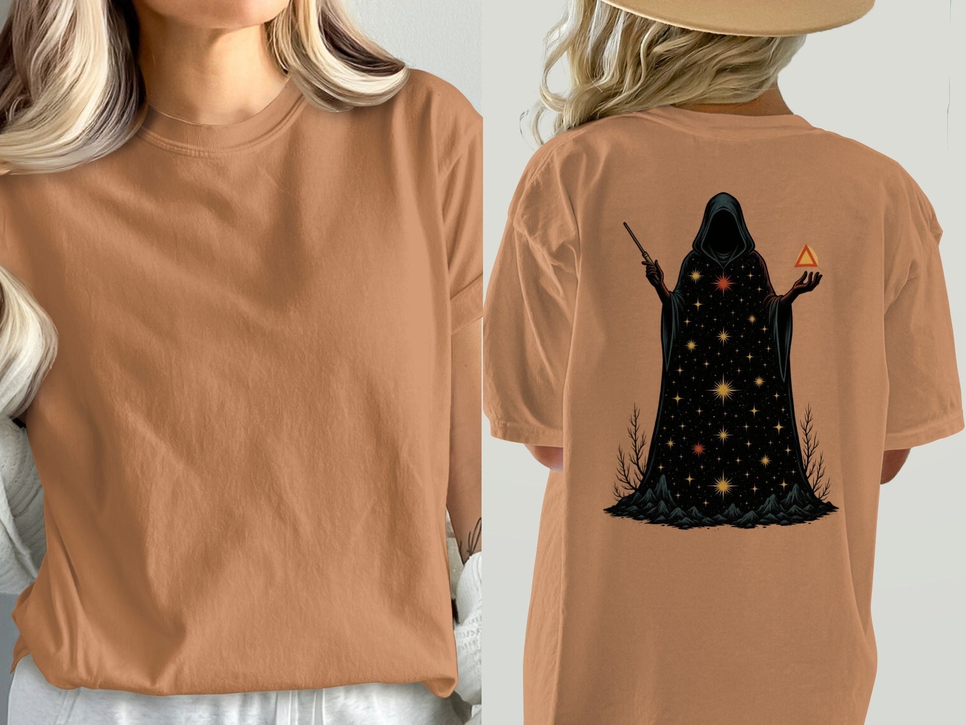 Wizard T-Shirt, Magic T-Shirt, Occult T-Shirt, Gift for Wizard, Mystic T-Shirt, Starry Wizard T-Shirt, Spellcaster T-Shirt, Trendy T-Shirt - IconVexa
