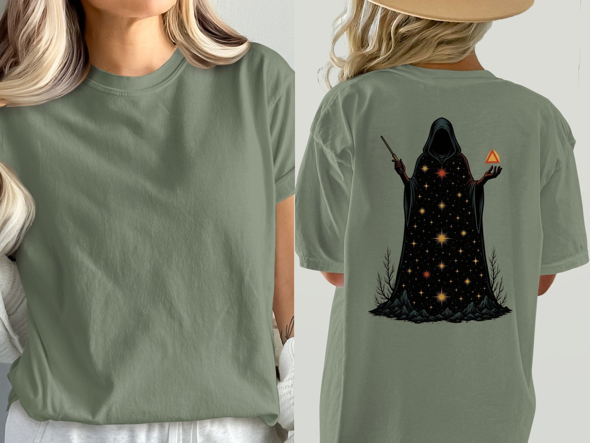 Wizard T-Shirt, Magic T-Shirt, Occult T-Shirt, Gift for Wizard, Mystic T-Shirt, Starry Wizard T-Shirt, Spellcaster T-Shirt, Trendy T-Shirt - IconVexa