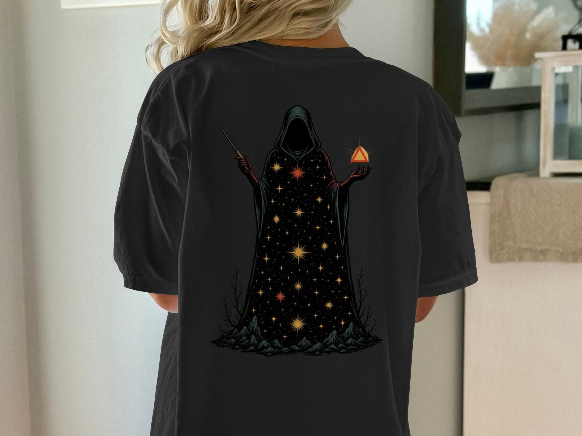 Wizard T-Shirt, Magic T-Shirt, Occult T-Shirt, Gift for Wizard, Mystic T-Shirt, Starry Wizard T-Shirt, Spellcaster T-Shirt, Trendy T-Shirt - IconVexa