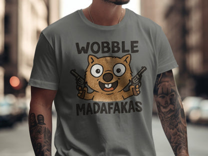 Wobble Madafakas T-Shirt, Funny Wombat Tee, Gangster Animal Shirt, Meme Shirt, Novelty T-shirt, Unique Design Tee, Trendy Shirts - IconVexa