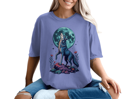 Wolf Moon Graphic Floral Stylish Women Design Printed T-Shirt - IconVexa