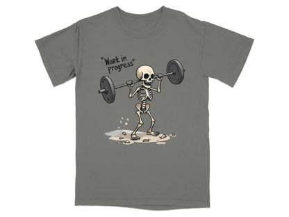 Work in Progress Skeleton Lifting Weightlifting T-Shirt - IconVexa