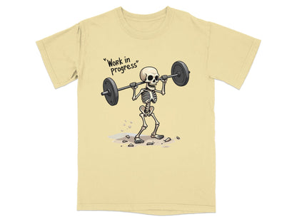 Work in Progress Skeleton Lifting Weightlifting T-Shirt - IconVexa