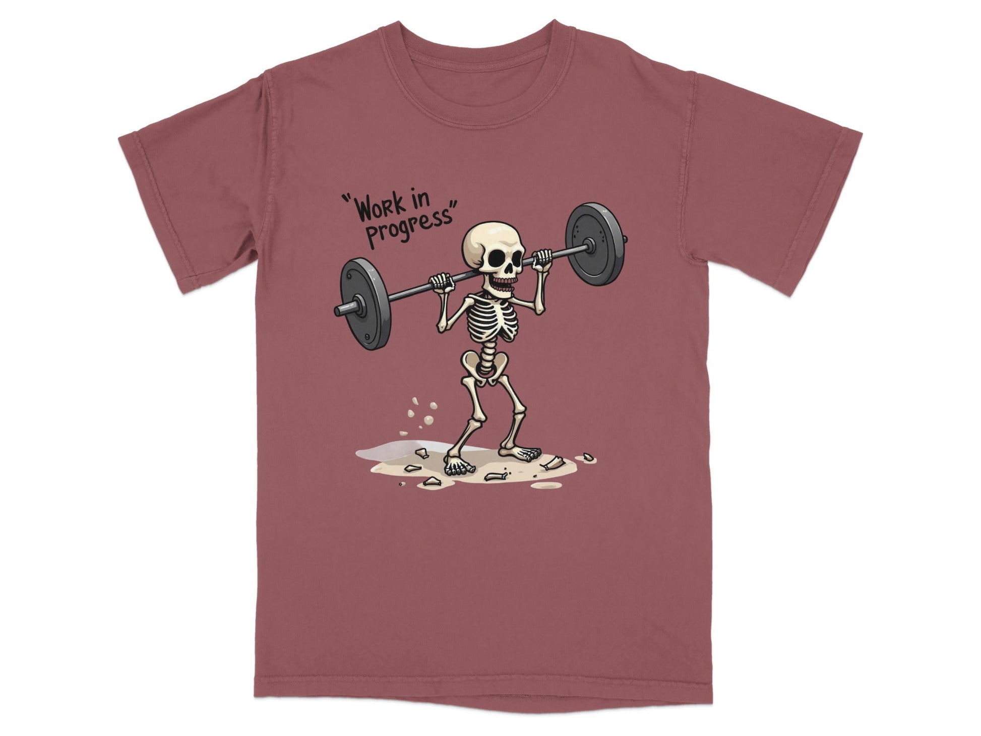 Work in Progress Skeleton Lifting Weightlifting T-Shirt - IconVexa
