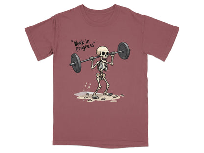 Work in Progress Skeleton Lifting Weightlifting T-Shirt - IconVexa