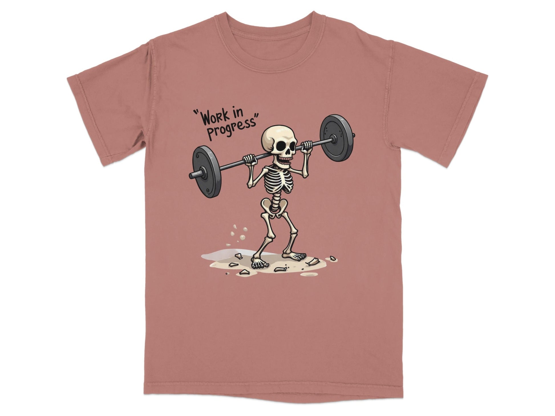 Work in Progress Skeleton Lifting Weightlifting T-Shirt - IconVexa