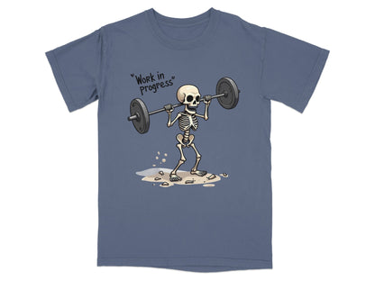 Work in Progress Skeleton Lifting Weightlifting T-Shirt - IconVexa